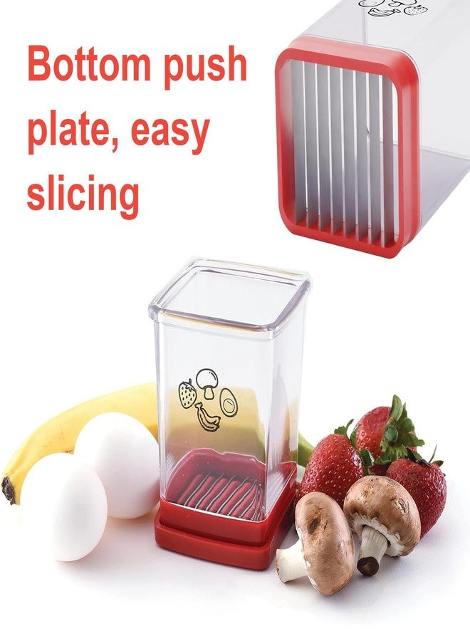Wanheart 2-Pack Fruit & Egg Slicer Cup - Stainless Steel Dual Cup Cutter for Strawberry, Banana, Grape & Boiled Egg, Quick Food Prep Kitchen Gadget for Home Cooking (R - Image 3